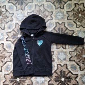 Old Navy Little Girls XS (size 5) black zip up hooded sweatshirt